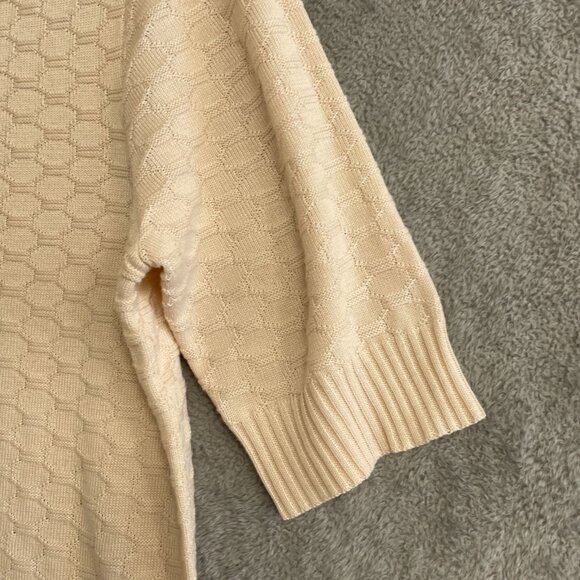 NWOT Ella Moss Women's M V-Neck Short sleeve Sweater Peach Honeycomb Textured - Picture 8 of 10